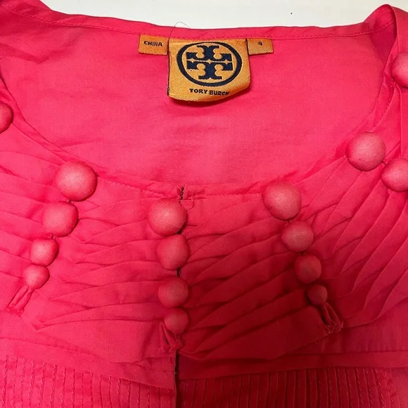 Tory Burch Sleeveless Pintuck Ruffle Collar Top Womens sz 4 Salmon Pink - Picture 5 of 10